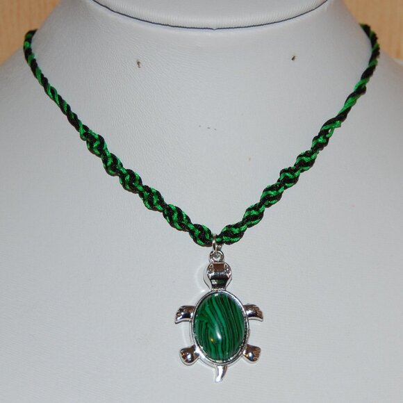 Turtle Necklace,Braided Cord,Colorful Necklace,Bicolor Cord Necklace - Picture 1 of 3